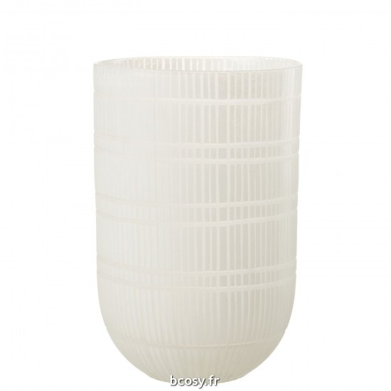 J Line Vase Rond Taille Verre Blanc L24xB24xH36 cm JLine 30171 by Jolipa 30171.