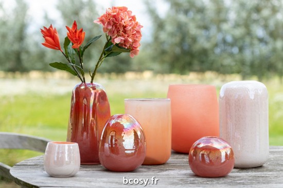 Jolipa Vase Juliette Verre Orange Rose Small.