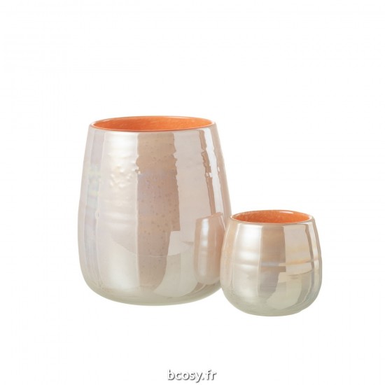 Jolipa Vase Juliette Verre Orange Rose Large.