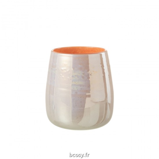 J Line Vase Juliette Verre Orange Rose Large L18xB18xH20 cm JLine 30175 by Jolipa 30175.