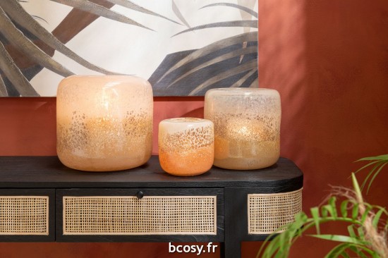 Jolipa Vase Opi Verre Marron Beige Small.