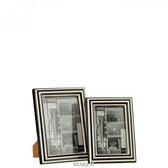 J-Line J Line Cadre photo simple Cadres photo simple Jolipa Cadre Photo Rectangle Lignes Resine Noir Blanc Large.