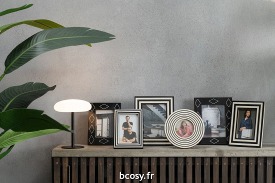 Jolipa Cadre Photo Rectangle Motif Resine Noir Blanc Small.