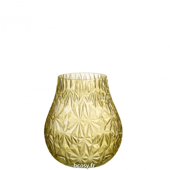 J Line Vase Nox Taille Verre Jaune Small L19xB19xH23 cm JLine 30246 by Jolipa 30246.