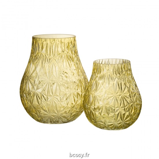 Jolipa Vase Nox Taille Verre Jaune Large.