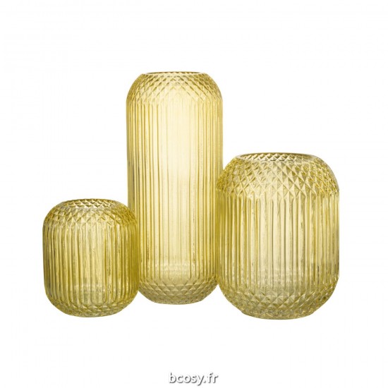 Jolipa Vase Droit Taille Verre Jaune Large.