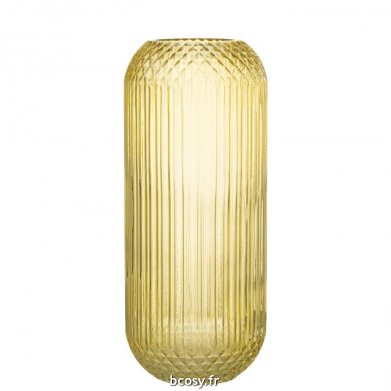 J Line Vase Droit Taille Verre Jaune Large L16xB16xH37 cm JLine 30250 by Jolipa 30250.