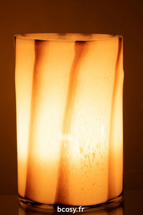 J-Line J Line photophores Jolipa Photophore Lignes Safari Verre Blanc Marron Large.