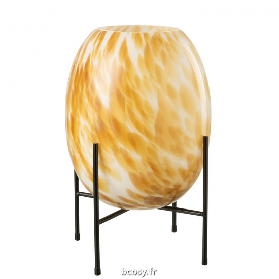J Line Vase Pied Taches Vere Blanc Ocre L23xB23xH38 cm JLine 30274 by Jolipa 30274.