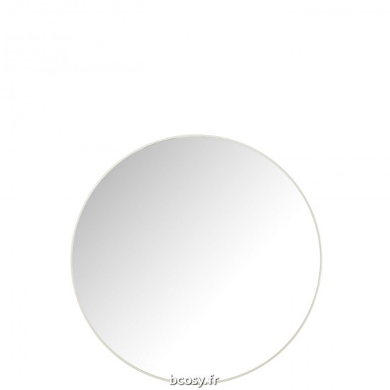 J Line Miroir Rond Verre Metal Blanc Large L90xB90xH3 cm JLine 30322 by Jolipa 30322.