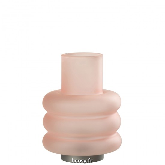 J Line Lampe Led Anneaux Verre Rose L17xB17xH24 cm JLine 30358 by Jolipa 30358.