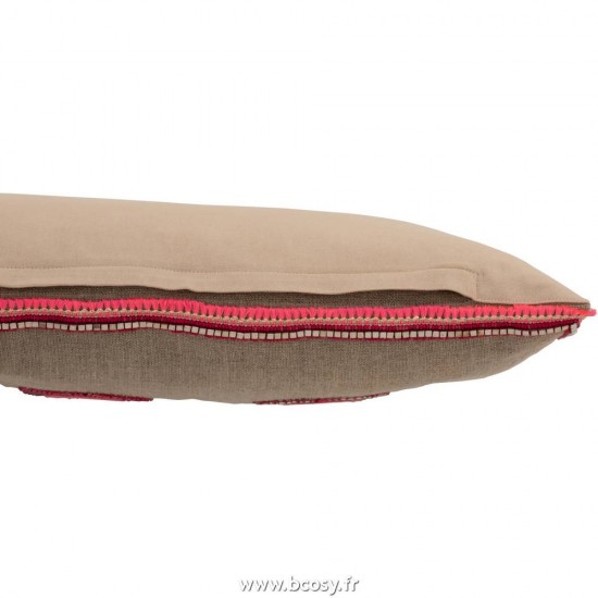 J-Line coussins Jolipa Jline Coussin Rectangulaire 3 Miroirs Jute Naturel Rose