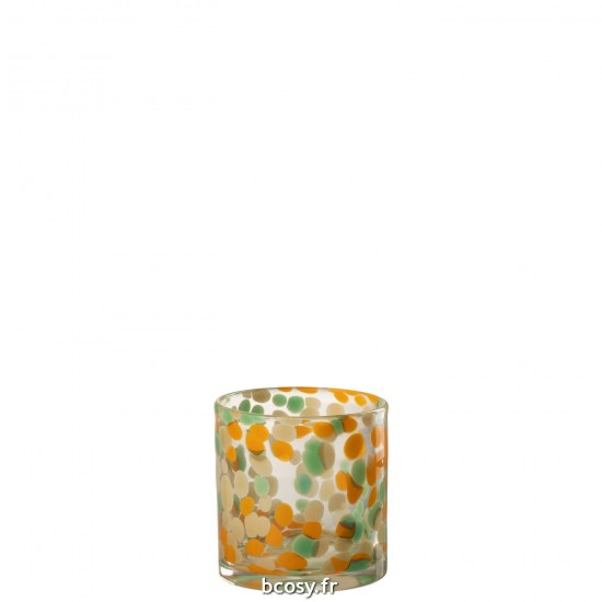 J Line Photophore Taches Verre Mix L10xB10xH10 cm JLine 30388 by Jolipa 30388.