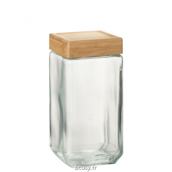 J Line Pot En Verre Brad Verre Bambou Transparent Naturel Extra Large L11xB11xH23 cm JLine 30504 by Jolipa 30504.
