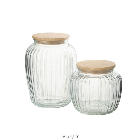 J-Line J Line pots a de provision Jolipa Pot En Verre Louis Verre Bambou Transparent Naturel Large.