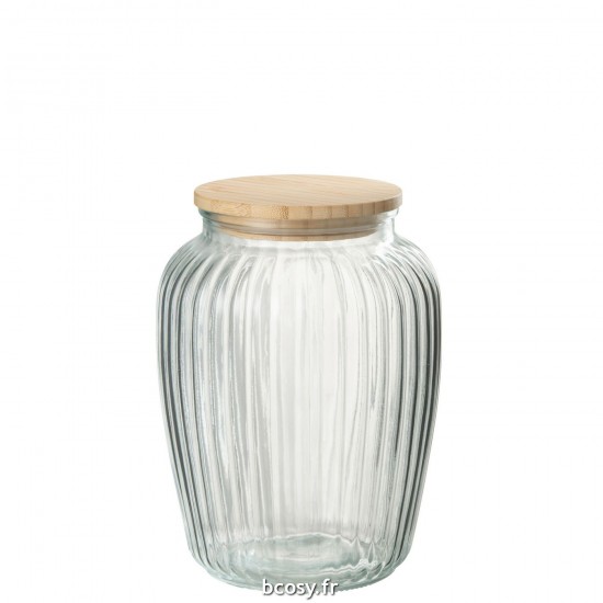 J Line Pot En Verre Louis Verre Bambou Transparent Naturel Large L15xB15xH20 cm JLine 30506 by Jolipa 30506.