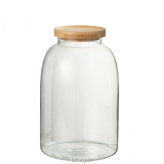 J Line Pot En Verre Tom Verre Bamboo Transparent Naturel Large L15xB15xH23 cm JLine 30510 by Jolipa 30510.