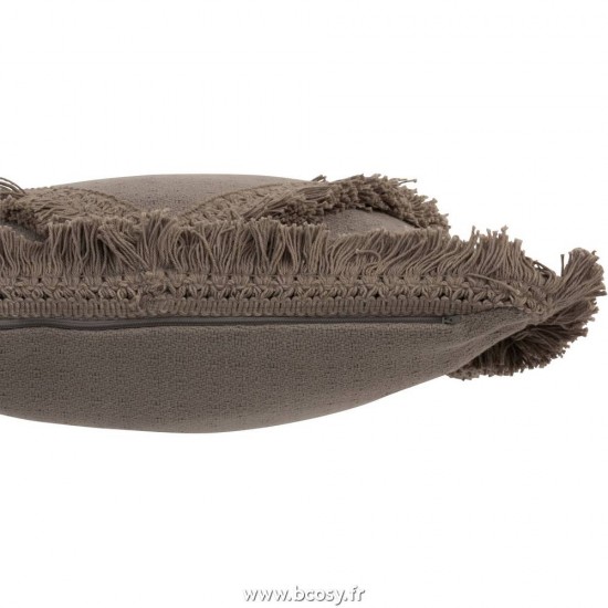 J-Line coussins Jolipa Jline Coussin Franges Carre Coton Taupe