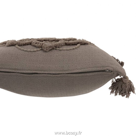 J-Line coussins Jolipa Jline Coussin Fleur Floches Coton Taupe