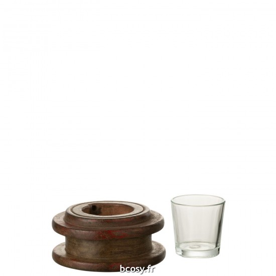 Jolipa Photophore Bobine Bois Marron.