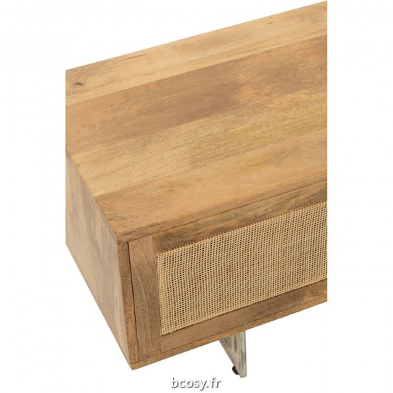 J-Line J Line armoires meubles tele tv de television télévision Meuble Tv Rattan Bois Manguier Naturel.