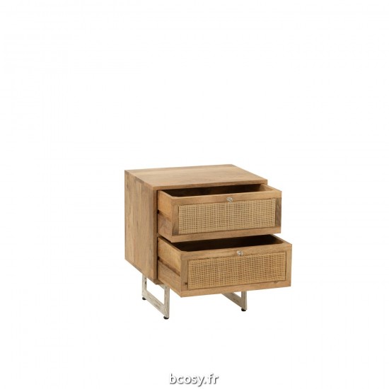 J-Line Comodino Rattan Legno De Mango Naturale.