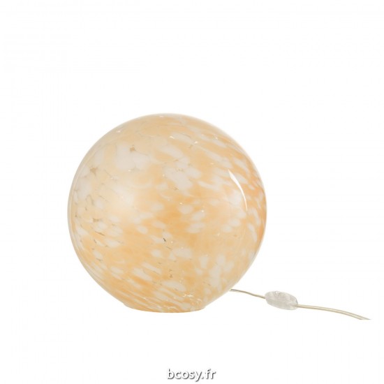 J Line Lampe Melissa Ronde Verre Beige Large L29xB29xH28 cm JLine 30945 by Jolipa 30945.