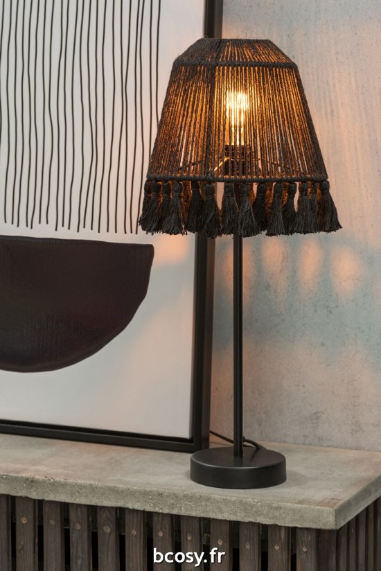 Jolipa Lampe Mila Jute Noir.