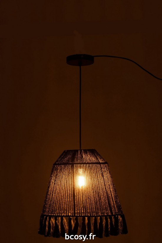 J-Line J Line lampes suspendues suspensions pendantes Jolipa Lampe Suspendu Celia Jute Noir Small.