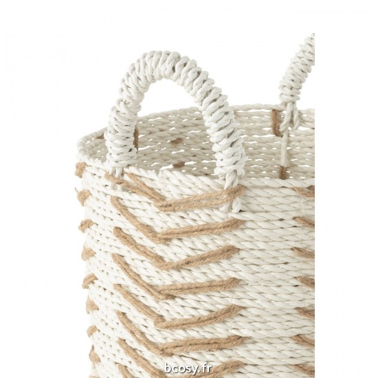 J-Line J Line paniers de rangement Jolipa Set 2 Panier Chevron Raffia Blanc Naturel.