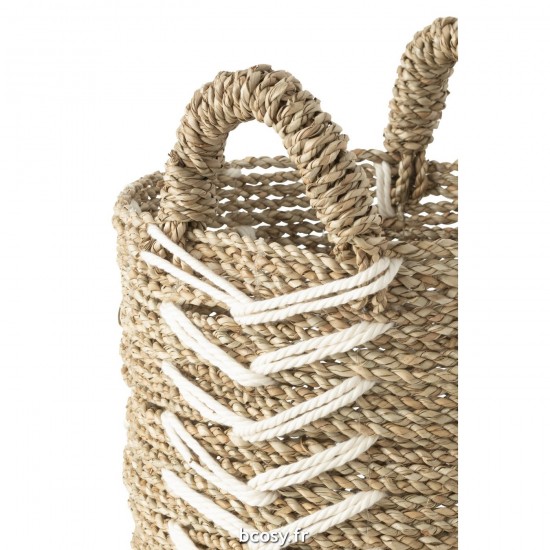 Jolipa Set 2 Panier Chevron Raffia Blanc Naturel.