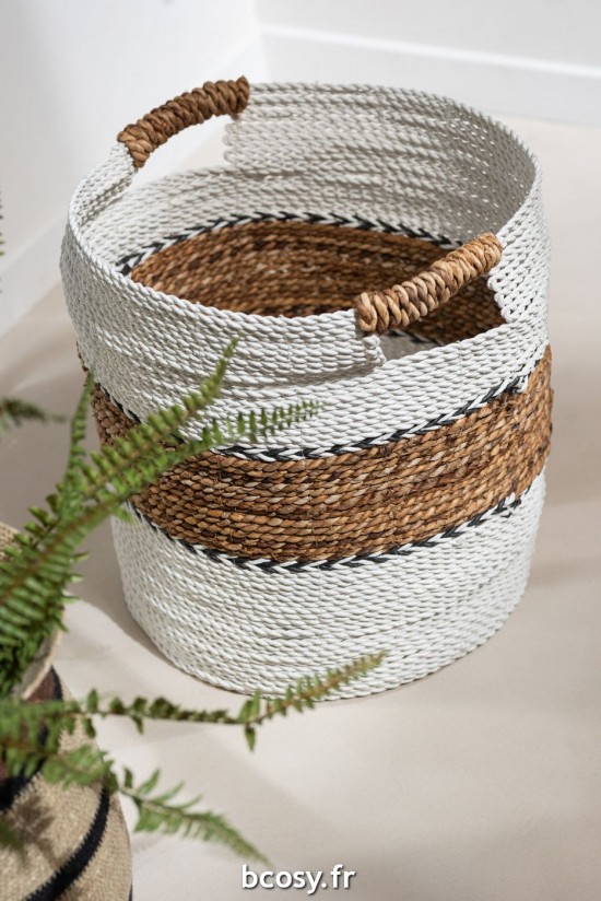 Jolipa Set 3 Panier Laura Raffia Blanc Naturel.