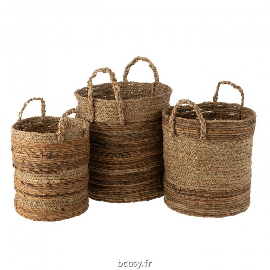 J Line Set 3 Panier Lucie Raffia Naturel L42xB42xH60 cm JLine 30981 by Jolipa 30981.