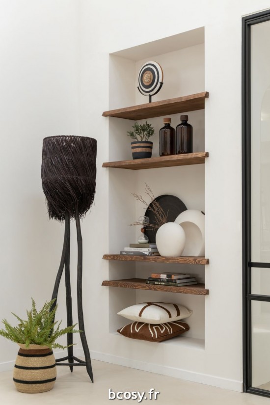 J-Line J Line Lampadaires Lampes Raides Debouts Sur Pied De Sol Lampe Branche Arthur Bois Marron Large.