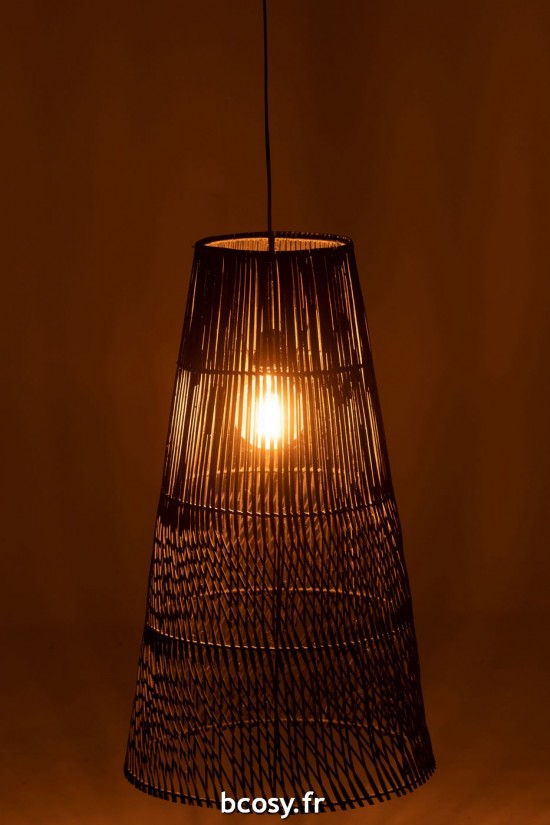 J-Line J Line lampes suspendues suspensions pendantes Jolipa Abat Jour Alix Rotin Marron.