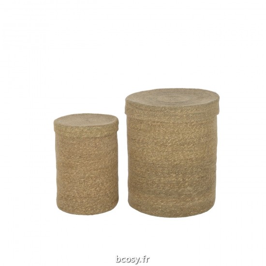J-Line J Line paniers de rangement Jolipa Set 2 Paniers Hauts Marie Herbes Marines Naturel.