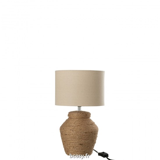 J Line Lampe Meli Abat Jour Ceramique Lin Marron Small L22xB22xH38 cm JLine 31393 by Jolipa 31393.