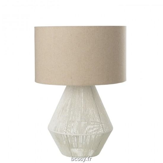 J Line Lampe Ficelles Jute Blanc L35xB35xH51 cm JLine 31412 by Jolipa 31412.