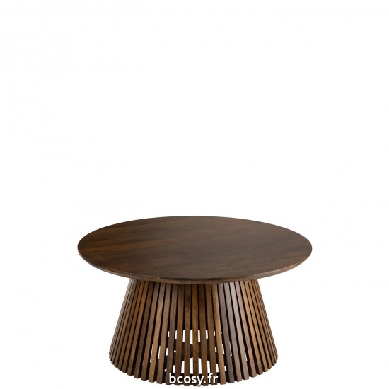 J Line Table Vincent Bois De Manguier Marron Medium L90xB90xH45 cm JLine 31476 by Jolipa 31476.