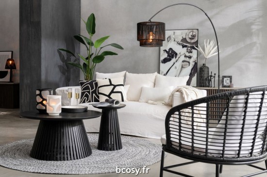 J-Line J Line tables d appoint bouts de canapé Table Vincent Bois De Manguier Noir Small.