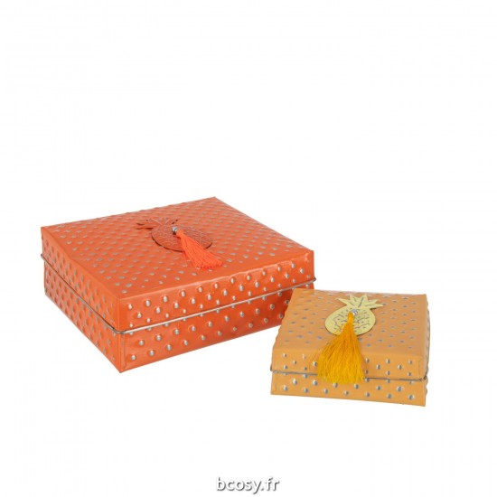 J Line Set De 2 Boites Gigognes Kurt Metal Orange L25xB25xH9 cm JLine 31554 by Jolipa 31554.