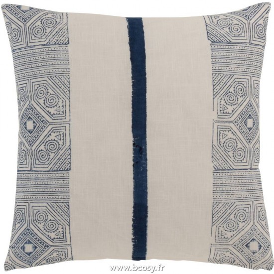J Line Coussin Ligne Azteque Coton Bleu Blanc Jline 3168 by Jolipa 3168