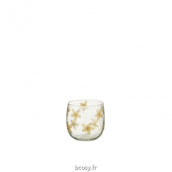 J Line Photophore Fleurs Verre Jaune Small L8xB8xH9 cm JLine 31914 by Jolipa 31914.
