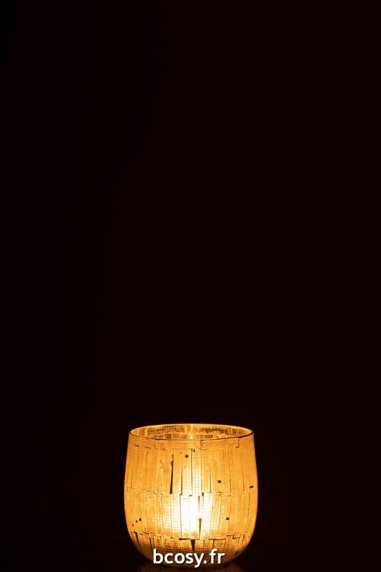 J-Line J Line photophores Jolipa Photophore Mosaique Verre Gris Clair Medium.