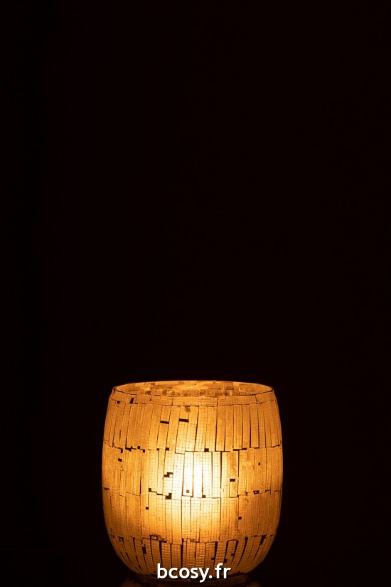 J-Line J Line photophores Jolipa Photophore Mosaique Verre Gris Clair Large.