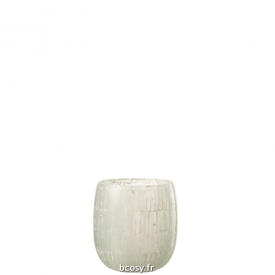 J Line Photophore Mosaique Verre Gris Clair Large L15xB15xH16 cm JLine 31925 by Jolipa 31925.