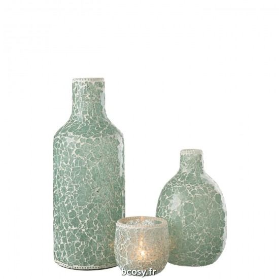 J-Line J Line vases Jolipa Vase Mosaique Verre Vert Blanc Large.