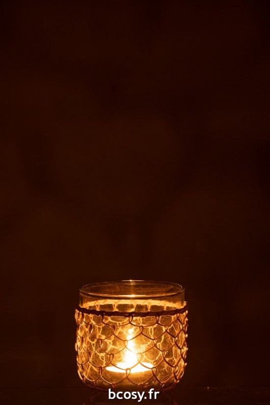 J-Line J Line photophores Jolipa Photophore Tricot Verre Rotin Transparent Medium.