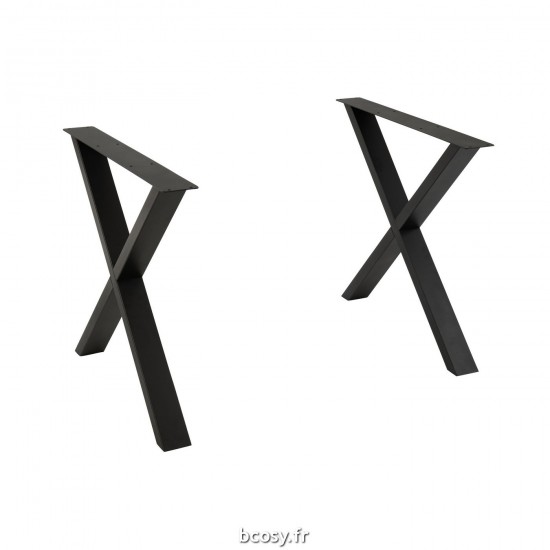 J Line Pieds De Table Croix Acier Noir L86xB12xH73 cm JLine 32010 by Jolipa 32010.