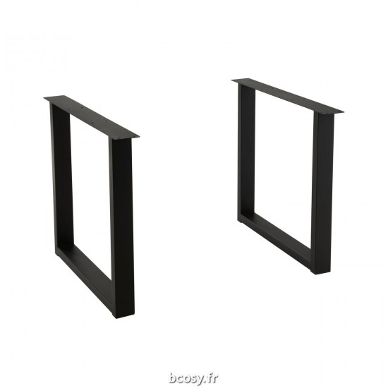 J Line Pieds De Table Rectangle Acier Noir L86xB10xH13 cm JLine 32011 by Jolipa 32011.
